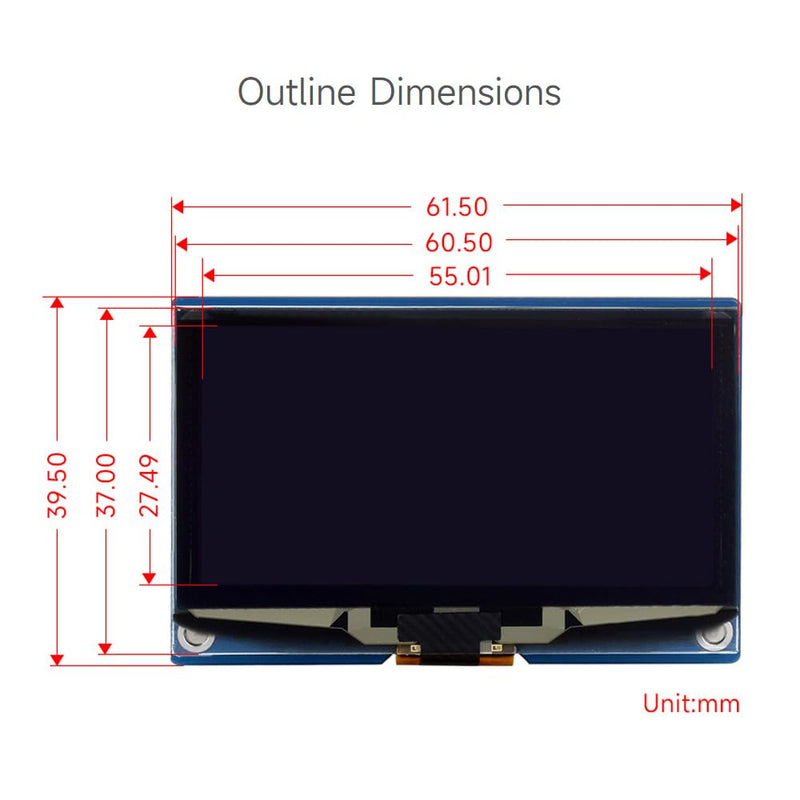 Waveshare 2.42 inch OLED Display Module Panel 128 x 64 Resolution SPI / I2C Communication White Colour Version Compatible with Raspberry Pi Jetson Nano