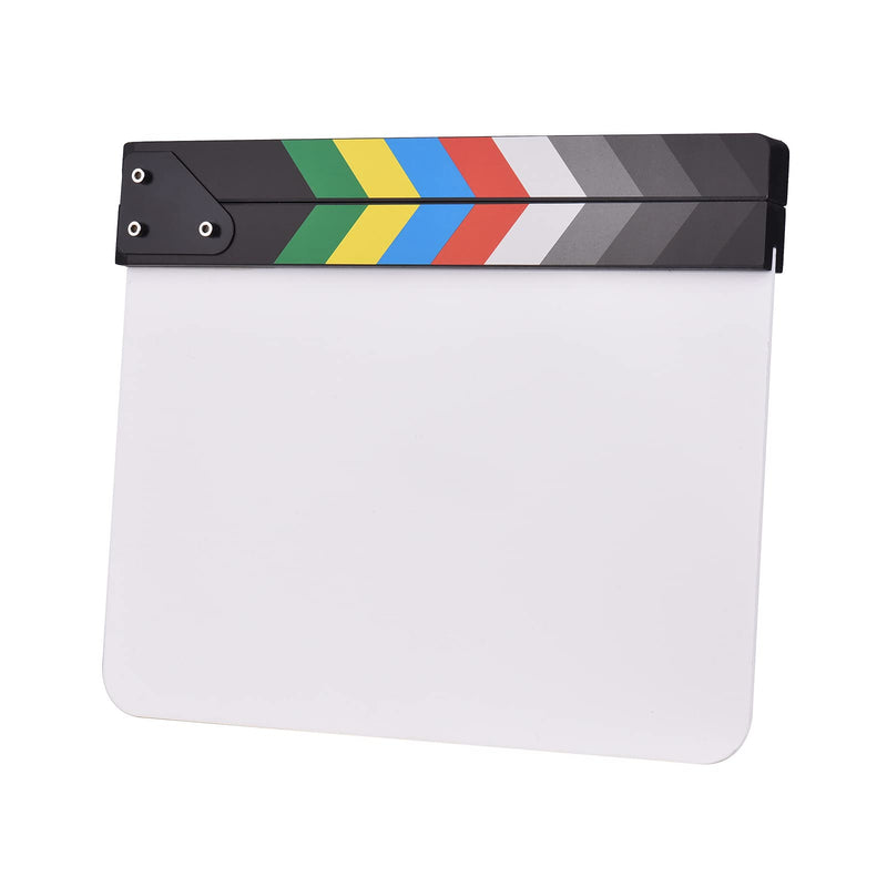 Andoer 30 x 24cm Acrylic Film Clapboard Movie Directors Clapper Board Slate Cut Action Scene Blank Clap Board Dry Erase with Multicolored Sticks