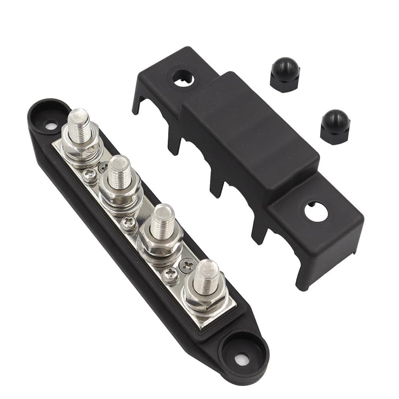 Pack of 2 Busbar 12V-48V DC Busbar Distribution Block 250A Power Distribution Block, Power Distribution Rail with 4 x M8 Bolt Connection for Car Marine Car Trailers Motorhome Boat