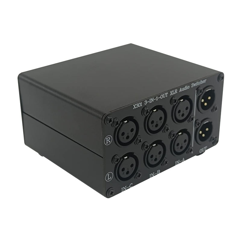 [AUSTRALIA] - 3-Way XLR Stereo Audio Switch box, Balanced Audio Converter, Passive Signal Source Audio Input Selector Switcher splitter box 3 in 1 OUT (X301) 3-IN-1-OUT 