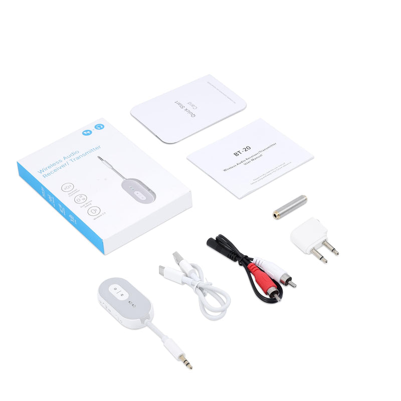[AUSTRALIA] - Bluetooth 5.3 Transmitter Receiver for Car, 2-in-1 Wireless Audio Adapter with 3.5mm AUX, Low Latency, Supports Dual Pairing for AirPods/Headphones, 18+ Hours Battery for Home Stereo, TV, Airplane 
