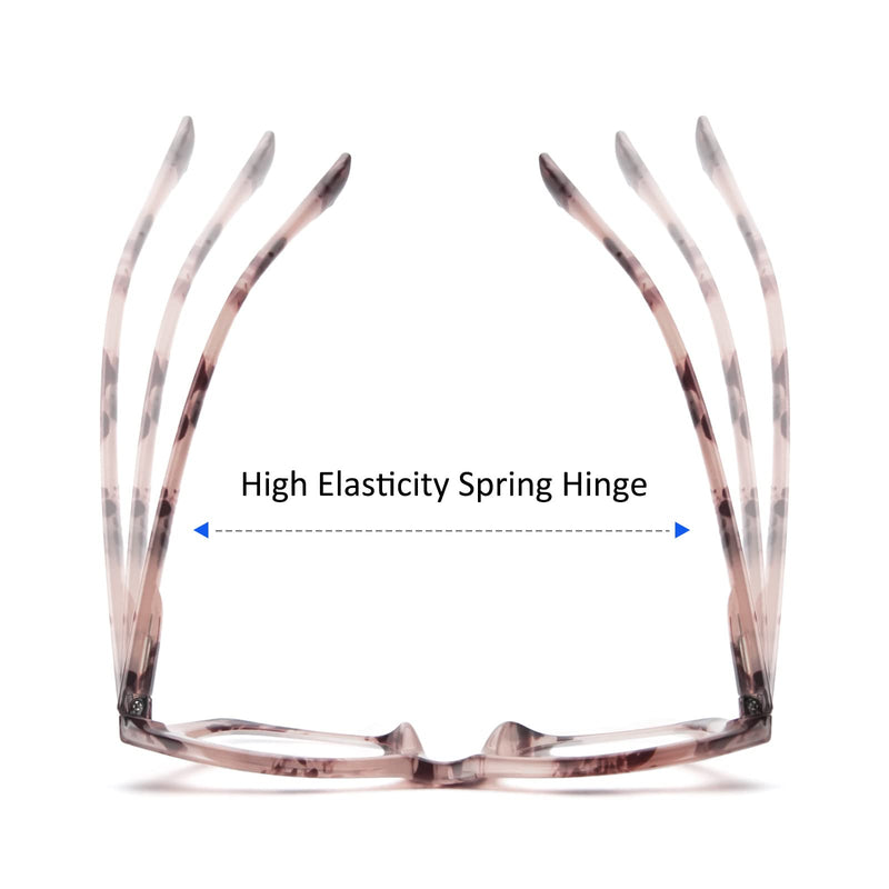 REAVEE Oprah Style Reading Glasses for Women, Blue Light Blocking Cute Oversized Square Computer Readers Spring Hinge Black/Pink Leopard/Blackpink 1.5 x