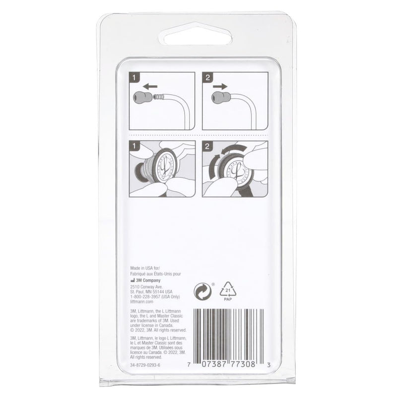 3M Littmann Stethoscope Spare Parts Kit – Gray, Compatible with Master Classic II™, Includes Snap Tight Soft-Sealing Small Eartips, Tunable Diaphragm & Rim, 40023