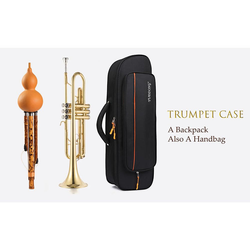 ERINGOGO Trumpet Gig Bag Trumpet Bag Trumpet Backpack Case with 18mm Soft Padded, Dual Shoulder Strap Trumpet Backpack 22.5 Inch with Carrying Handle