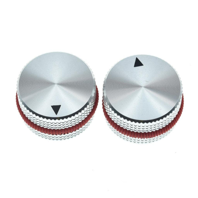 [AUSTRALIA] - Dopro 4-Pack 25 * 15.5mm Set Screw Style Aluminium Potentiometer Knobs 1/4" Universal Pot Control Knobs with Rubber Ring and Indicator for Guitar/Bass Equipments Silver with Red Ring 
