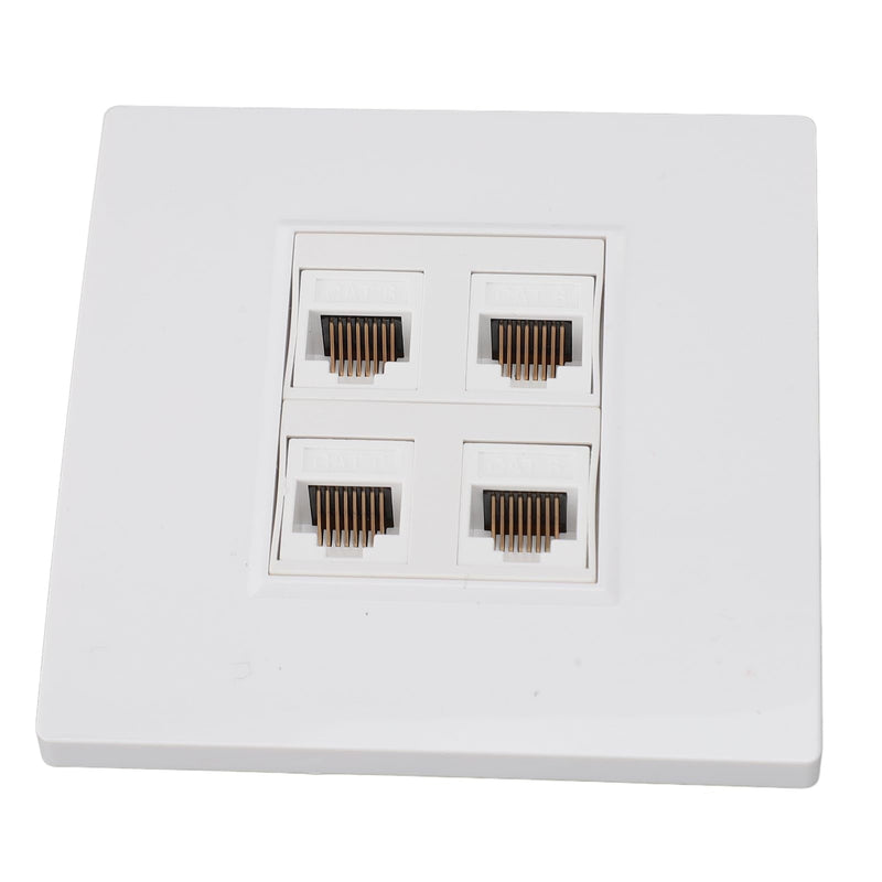 Ethernet Wall Plate 4 Port Cat 6 Ethernet Wall Socket Socket to Female Network Wall Plate Compatible with CAT5 CAT5E CAT6A Keystone Inline Coupler Wall Plate Devices
