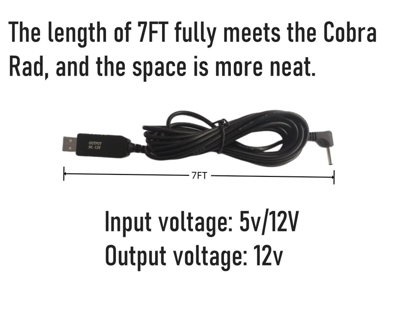 [AUSTRALIA] - Radar Detector Power Cord Compatible with Cobra RAD 480i 350 380 450 Uniden DFR1 DFR3 DFR5 Whistler etc Radar Detector （7FT） 