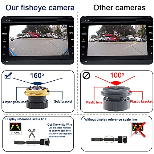 Caros Fisheye 1280x720 Pixels car Backup Camera Reverse Parking Rear View Vehicle Camera Replacement for Ford Mondeo Focus(2 Carriage) C-Max Sedan(3 Carriage) MK Waterproof Night Vision Wide Angle