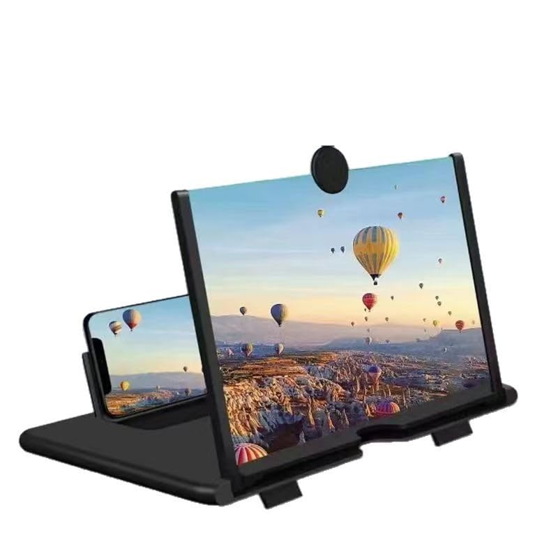 Ultra-Thin Phone Screen Magnifier, HD Foldable Desktop Stand for Movie Video Watching, Multi-Size Portable Mobile Screen Enlarger Black 12 Inch