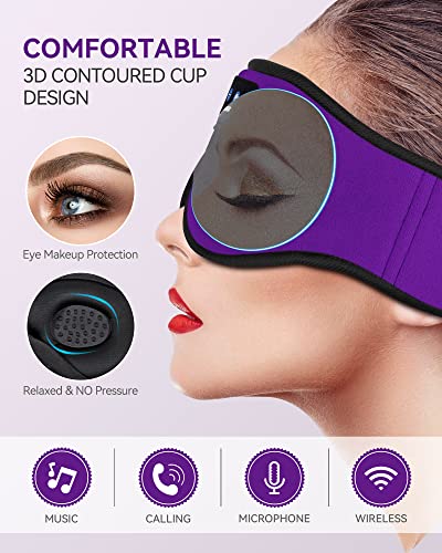 MUSICOZY Sleep Headphones Bluetooth Headband Sleeping Headphones Eye Mask, Wireless Music Sleep Earbuds Earphones for Side Sleepers Men Women Travel Cool Tech Gadgets Unique Gifts, Pack of 2