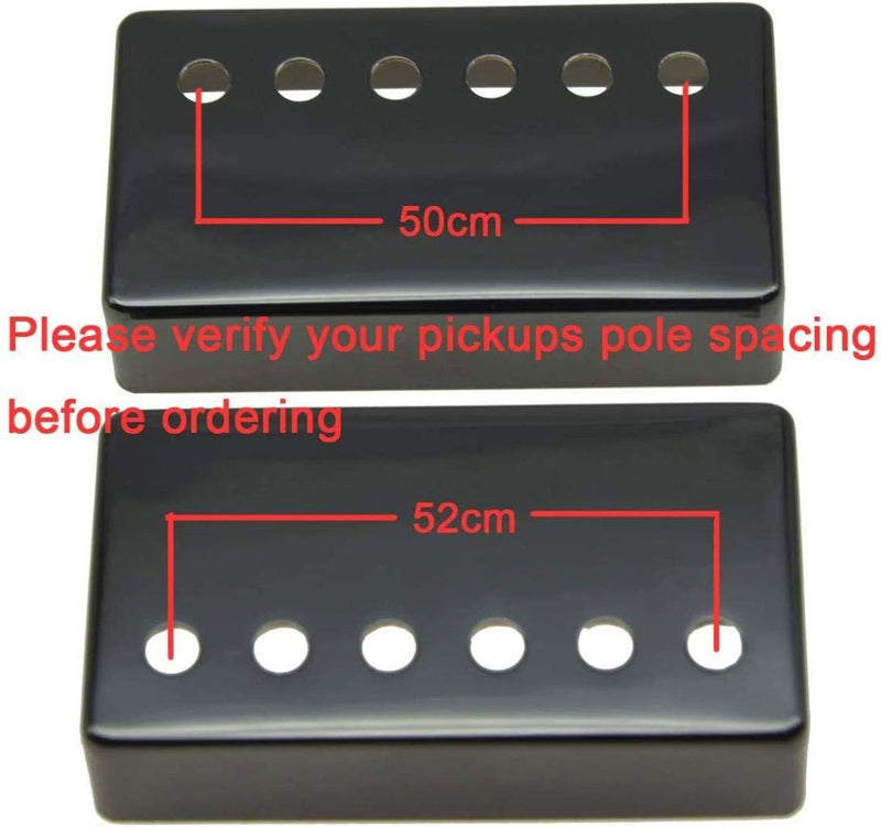 Dopro Set of 2 Metal Humbucker Guitar Pickup Cover Brass Humbucker Pickup Covers 50mm/52mm Pole Spacing for Epi Les Paul Blacklack Black