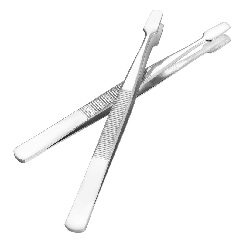 iplusmile Stamp Tweezers Set: 2 Pieces Stainless Steel Flat Wide Tweezers for Stamps, Photo Development, Craft Production