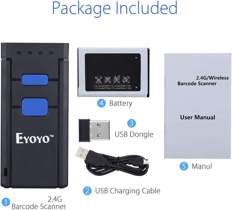 [AUSTRALIA] - Eyoyo EY2877 Portable Bluetooth Barcode Scanner Wireless, CCD Mini Handheld CMOS UPC USB Barcode Reader Compatible with POS, iPad, iPhone, Android Phones, iOS Work for Store, Book, Library Inventory 