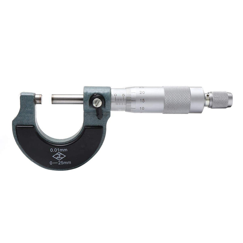 External Micrometer Metric 0-25mm High Precision with Carbide Tipped Anvils Metalworking Engineering and Mechanic Car Repair Precise Measuring Tool TOPWAY 401301 Grade A