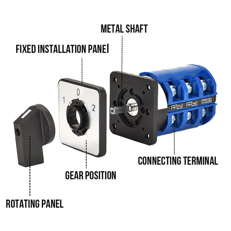[AUSTRALIA] - 3 Phase Rotary Changeover Switch 690V 63A Universal Cam Conversion Switch 3 Position 12Terminal Main Switch Box JYW29-63/3 D303 