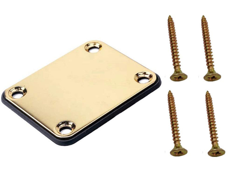 2 Pack Guitar Neck Plate with Mounting Screws Metal Neckplate for Strat Tele Style Electric Guitar Replacement Gold
