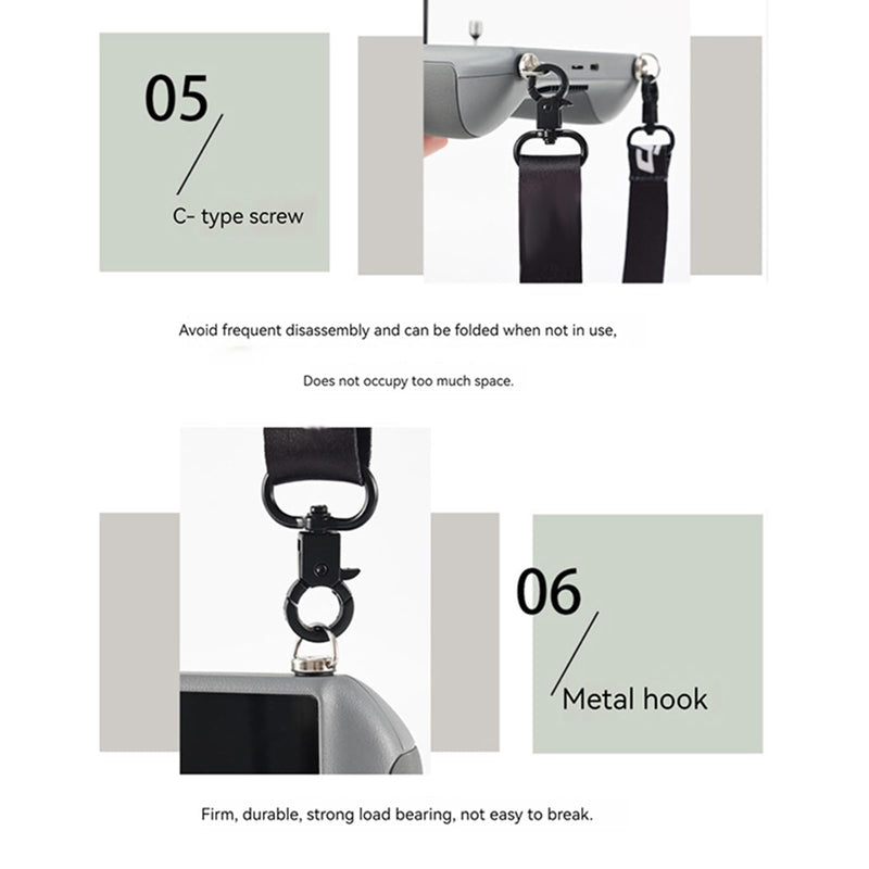 Lanyard Neck Strap Compatible with DJI RC/RC PRO/RC 2, Universal Buckle Strap for Mini 4 Pro/Mini 3 Pro/Mavic 3 Pro/Air 2S/Air 3 Screen Remote Controller Drone Accessories, 76-140 cm, Black