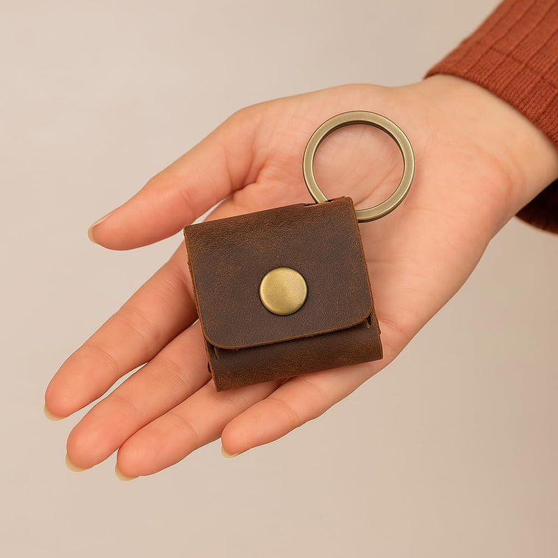 [AUSTRALIA] - Leather Guitar Pick Holder Case – Handmade Brown Guitar Pick Sleeve, Keychain Pick Bag, Gift for Guitarist, Pick Organizer Pouch (Brown) 