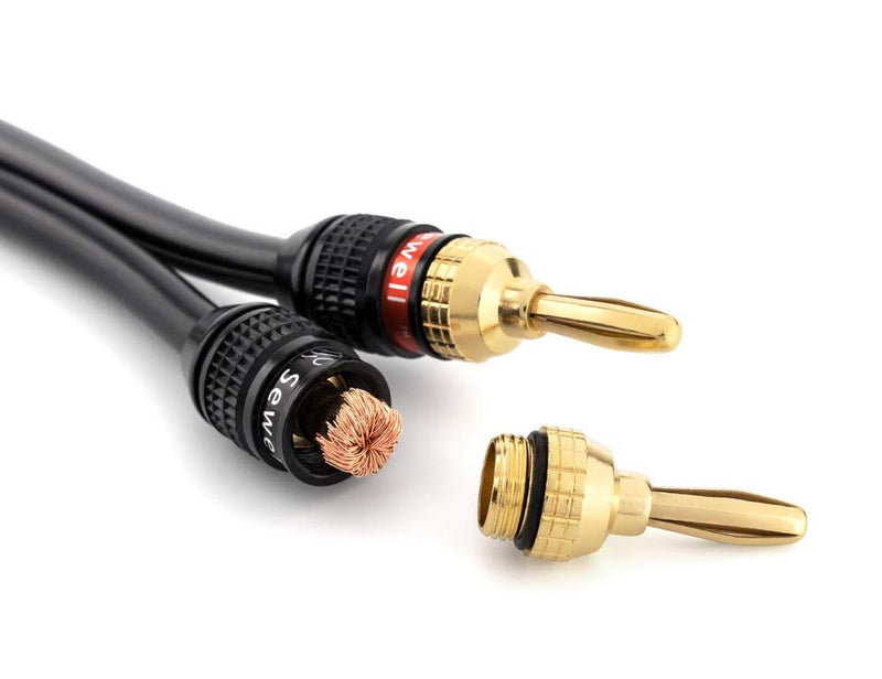 Deadbolt Banana Plugs 6-Pairs by Sewell, Gold Plated Speaker Plugs, Quick Connect, SW-29863-6 6 Pairs Deadbolt Banana Plugs