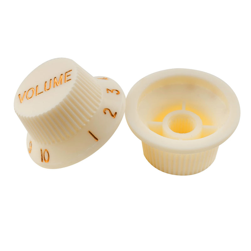 Musiclily Pro Imperial Inch Size Strat Knobs 1 Volume 2 Tone Set for USA Fender Stratocaster Electric Guitar, Aged White(Set of 3)