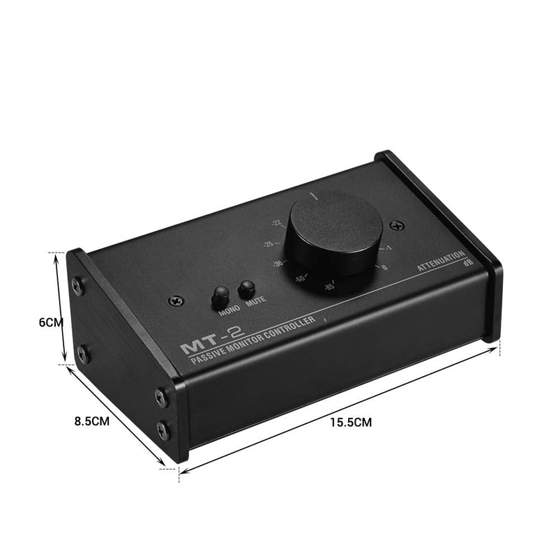 HXBER Passive Monitor Controller with XLR 3.5mm Inputs Outputs Supports Attenuation Control Mute Function, Black