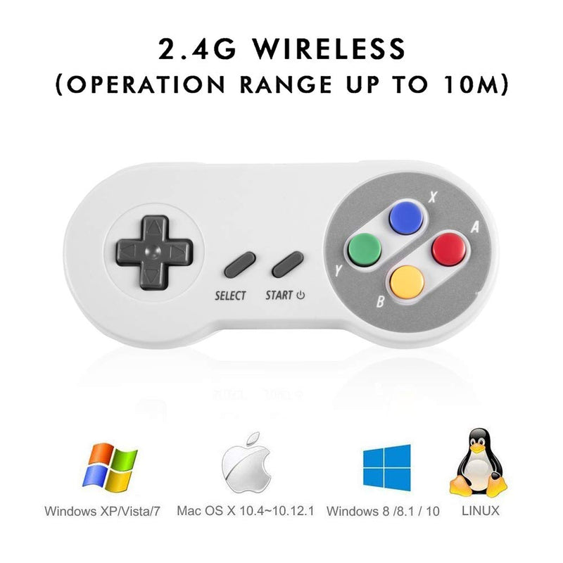 Retro Wireless SNES USB Controller, kiwitatá Rechargeable SNES Classic USB PC Game Pad Emulator Controller for Windows PC MAC,Raspberry PI