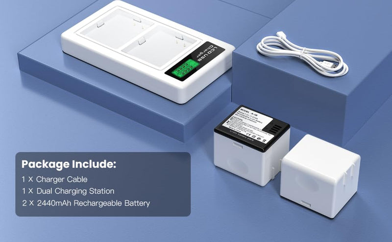 [AUSTRALIA] - 2-Pack Batteries Compatible with Arlo Pro, Arlo Pro 2 Cameras VMA4400, with LCD Dual Charger Station and USB C Cable (7.2V 2440mAh) 