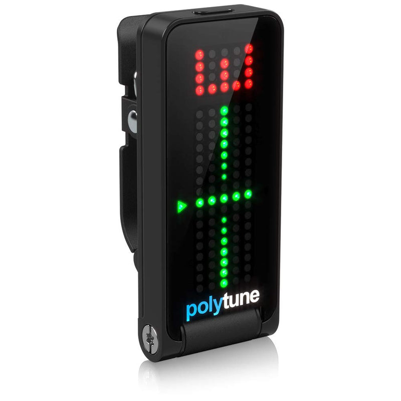 TC Electronic POLYTUNE CLIP Clip-On Tuner with Polyphonic, Strobe and Chromatic Modes and 108 LED Matrix Display for Ultimate Tuning Performance Black