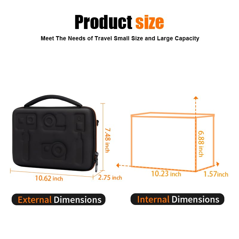 Cwatcun Action Camera Carrying Case for GoPro Hero/DJI Osmo Pocket 3/Action, Waterproof Carrying Case Shoulder Bag, Travel Case for Most Action Camera and Accessories Black Medium
