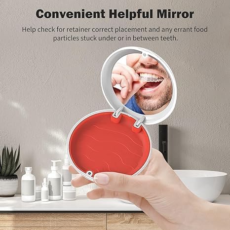 [AUSTRALIA] - Pack of 2 Braces / Teeth Box with Mirror, Denture Box, Brace Box, Grinding Splint Box, Prosthetic Container Black for Braces or Dentures Storage 