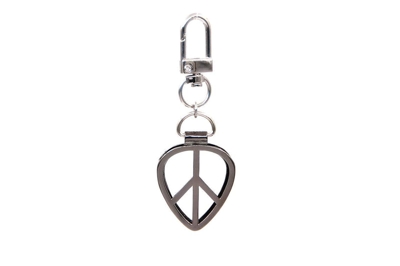 [AUSTRALIA] - Peace Shaped Guitar Pick Holder Keychain for Guitarists (Metal Black) Metal Black 