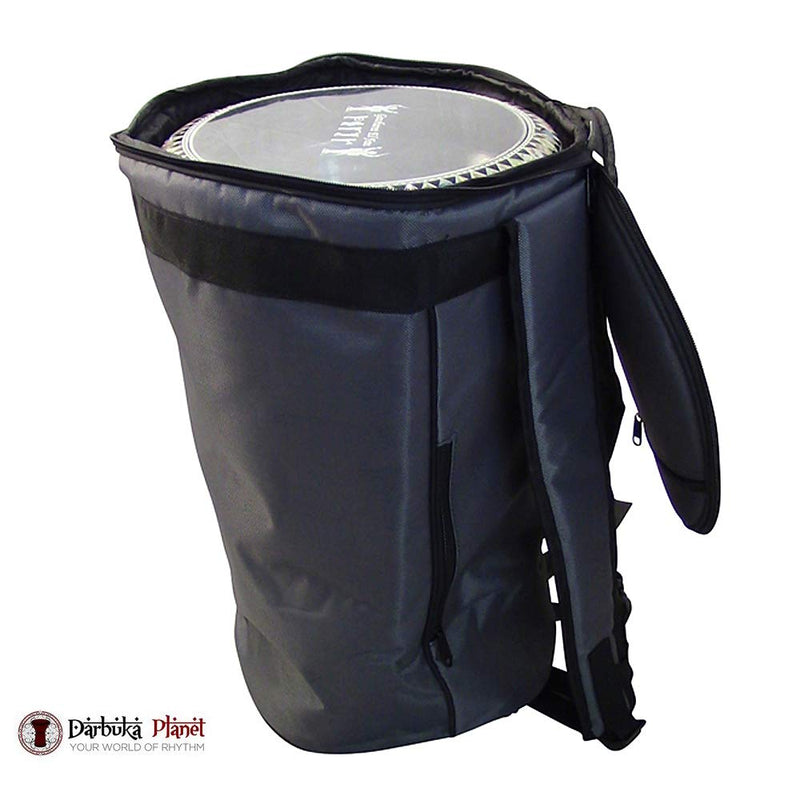 Zaza Percussion - Large Colorful 18'' Darbuka Doumbek Premium Padded Nylon Fabric Gig-Bag (Gray) Gray
