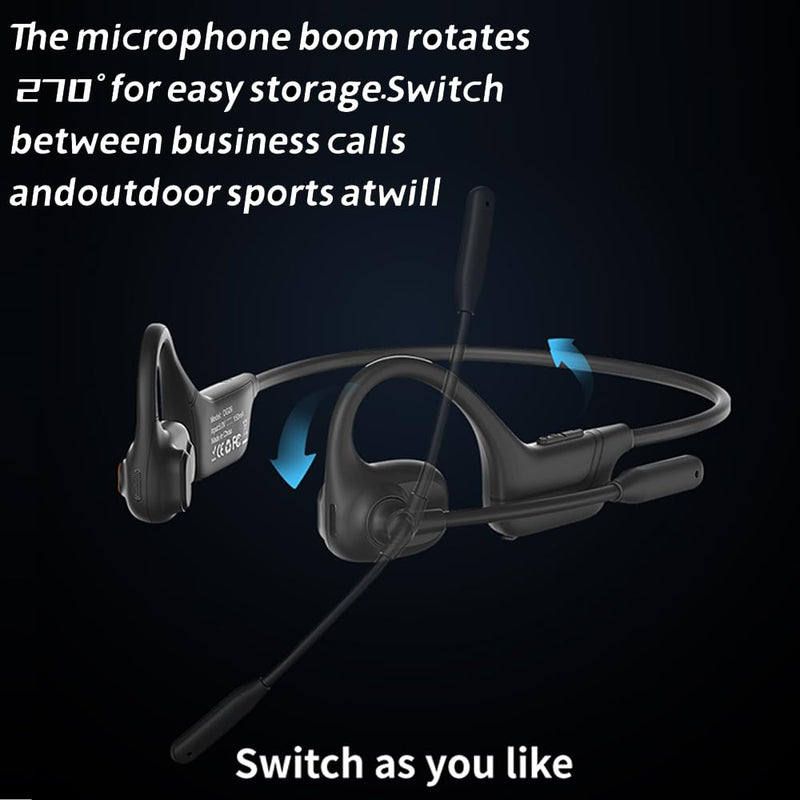 AYI Open Ear Air Conduction Bluetooth Headphone Dual Mic Rotatable Boom Mic Active Noise Cancellation IPX5 Waterproof Bluetooth 5.4 Pain-Free Design for Sports Work Outdoor Activities-DG White DG09 White