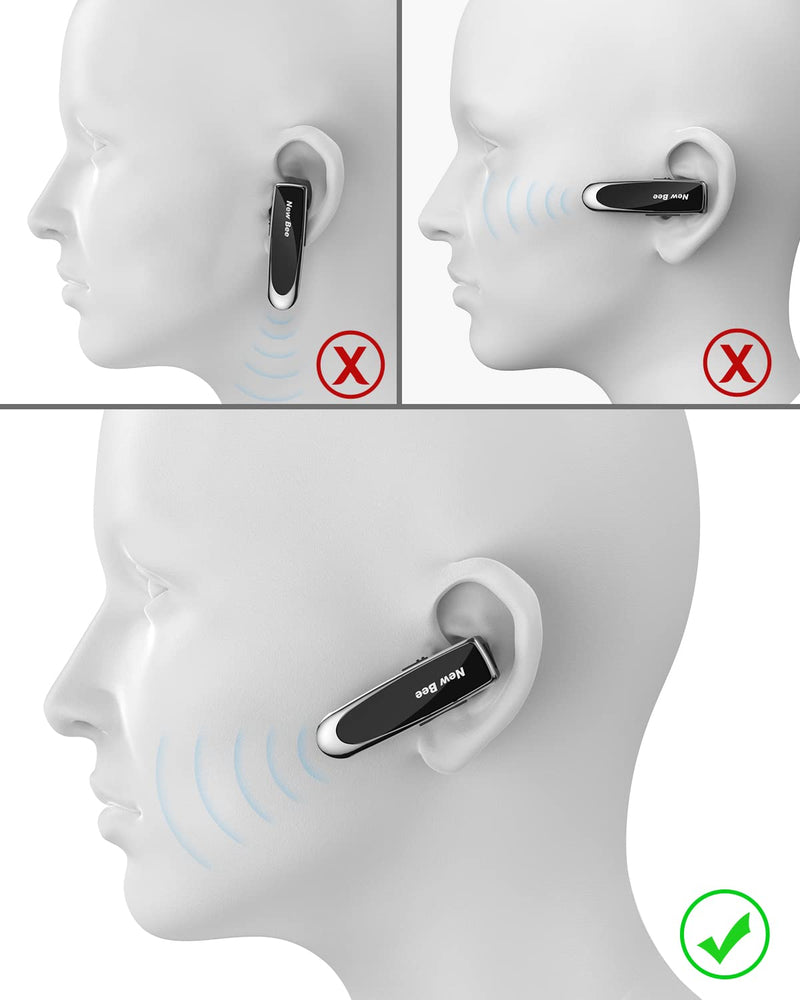 [AUSTRALIA] - [2 Pack] Bluetooth Earpiece Wireless Handsfree Headset V5.0 24 Hrs Driving with Mic 60 Days Standby Bluetooth Headset for iPhone Android Samsung Driver Black 