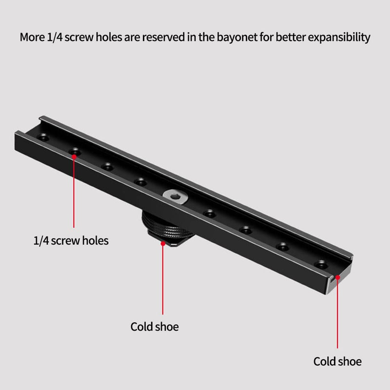 [AUSTRALIA] - BGNing Dual Cold Shoe Extension Bar, Cold Shoe Splitter, 18cm Extension Rail Bracket Bar 1/4" Screw Cold Shoe Mount for Flash Speedlite Video Light Microphone 