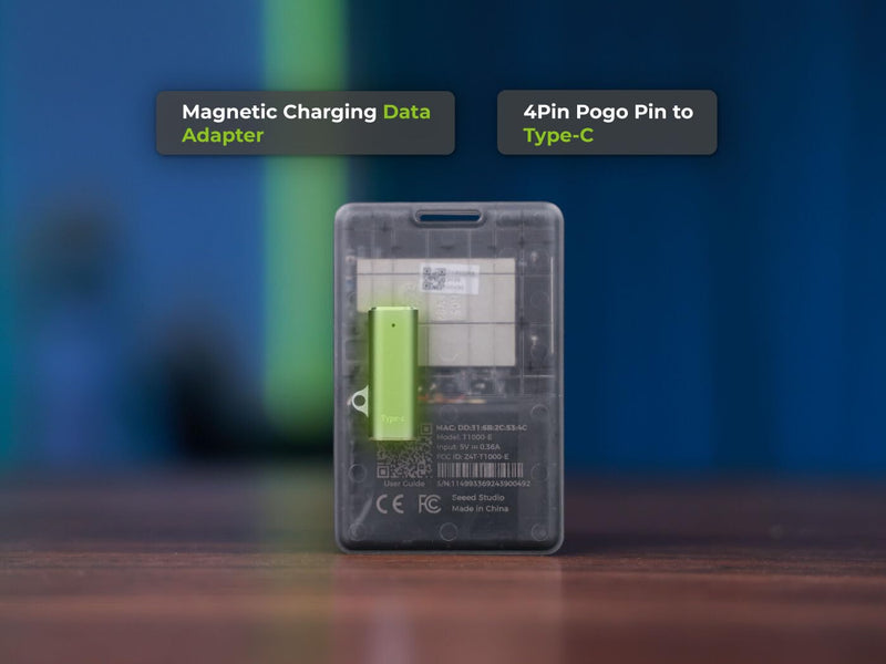 SenseCAP Tracker T1000-E Magnetic Charging Data Adapter, 7.62mm 4-Pin Pogo Pin to Type-C Connector