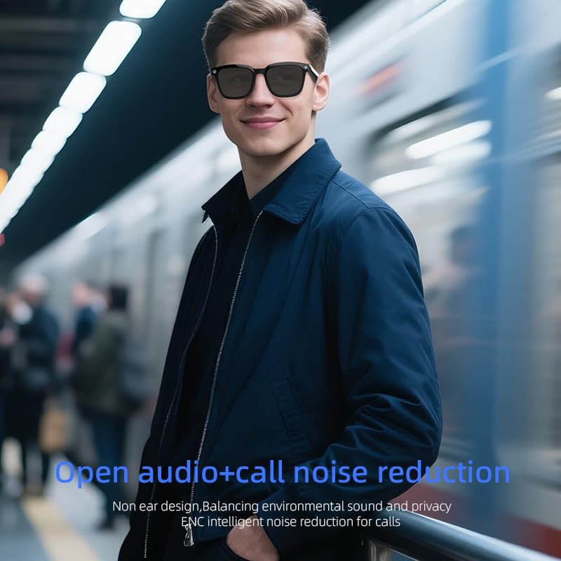 AI smart Camera Glasses: HD 1080P Video Recording and Photo Taking, Translation, Assistant Conversation, Suitable for Outdoor and Indoor, Cycling, Hiking Travel (Black Sunglasses) Black sunglasses