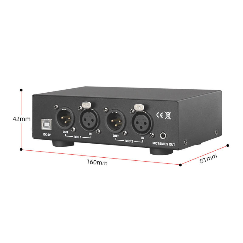 [AUSTRALIA] - 48V Phantom Power Supply, Microphone Phantom Power Supply with 2 XLR Cables, Support Dual Microphones, 48 V Phantom Power for Music Recording Equipment 