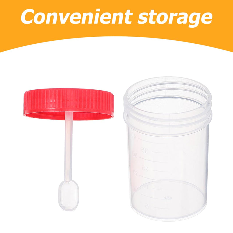 [AUSTRALIA] - Healifty 50 Pcs Screw On Sample Cups with Spoon Stool Sealed Container Sample Tube 40ml 