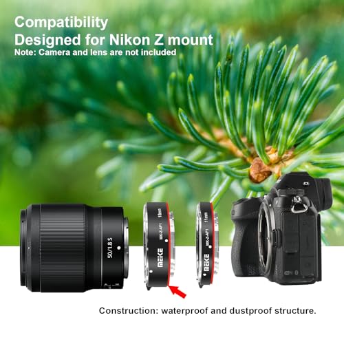 Meike MK-Z-AF1 11mm 18mm Full Frame Macro Metal AF Auto Focus Extension Tube Adapter Ring Kit Compatible with Nikon Z Series Cameras Z5 Z6 Z7 Z50 Z6II Z7II Z30 Zfc Z8