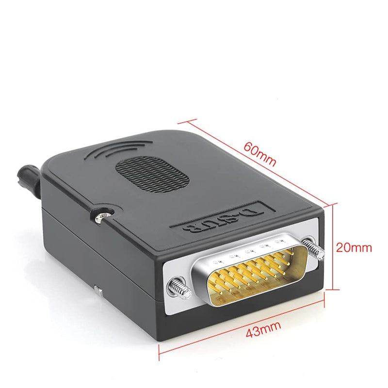 Jienk DB26 Male Solderless Breakout Connector, RS232 D-SUB Serial to 26 Pin Port Terminal Solderfree Adapter with Case Accessories