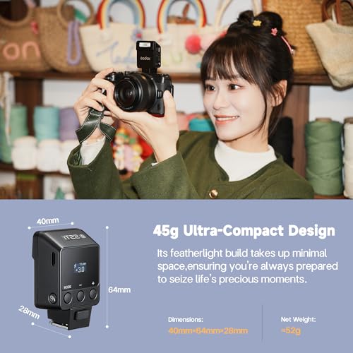 GODOX IT22 N TTL MINI iFlash Camera Flash Light,700+ Flashes & 1.5 s Recycling,6 Stops (1/32 to 1/1 Power),Built in Battery with Magnetic Diffuser & Filter (Black, for Nikon) Black