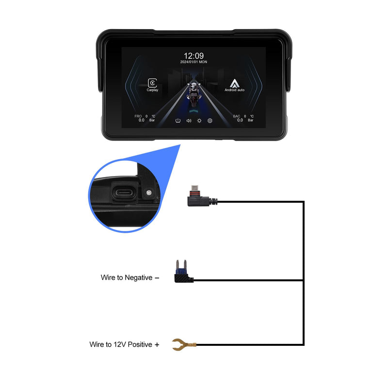 5-Inch Motorcycle CarPlay Screen Wireless Android Auto for Moto with GPS Navigation for Motorbike Bluetooth Voice Control Portable Moto Car Play Screen 5-Inch