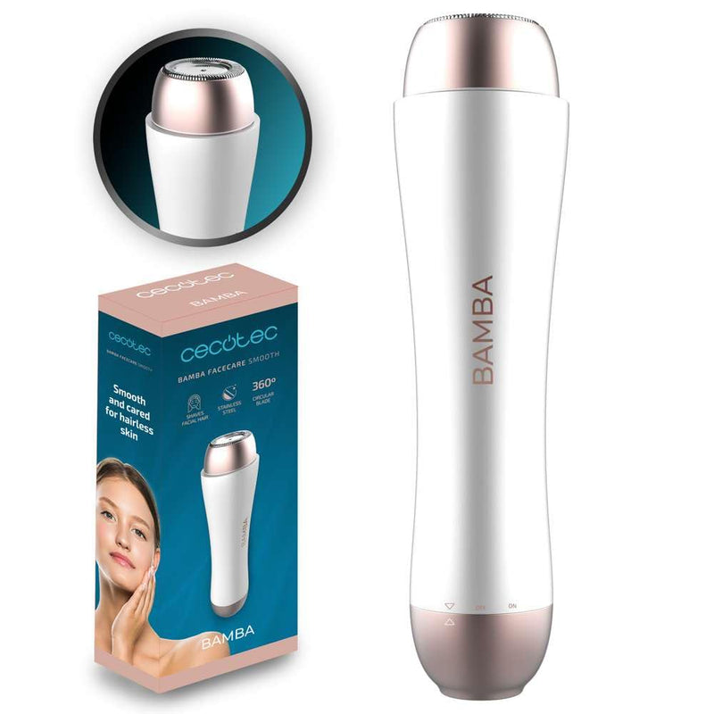 Cecotec Gesichtsrasierer Bamba FaceCare Smooth, Edelstahlklinge, passt sich der Haut an, wasserdicht IPX5, Schutzkappe Face razor