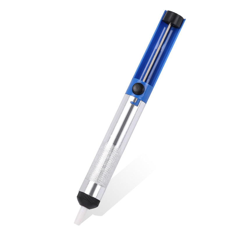 Soldering Pump, Desoldering Pump Set, Desoldering Suction Pump, Desoldering Valve Pump Made of Aluminium Alloy, High Temperature Resistant Silicone Nozzle for and Soldering Suction (Colour: 19 x 1.96 Blue