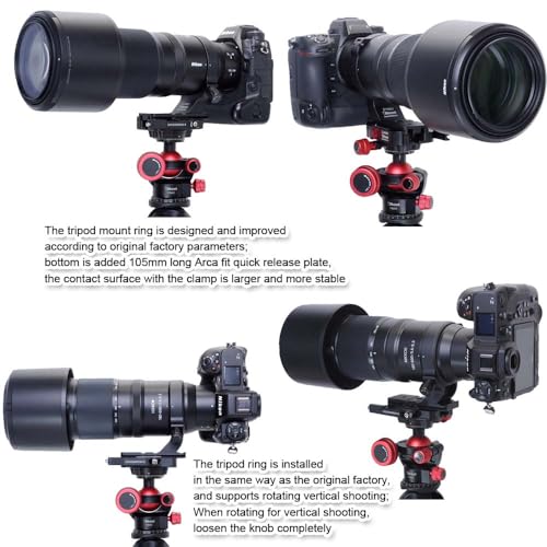 Tripod Mount Ring Lens Collar Compatible with Nikon Nikkor Z 180-600mm F5.6-6.3 VR, Lens Support Holder Bracket Bottom Arca-Swiss Fit Quick Release Plate for Arca Clamp Head & Stabilizer