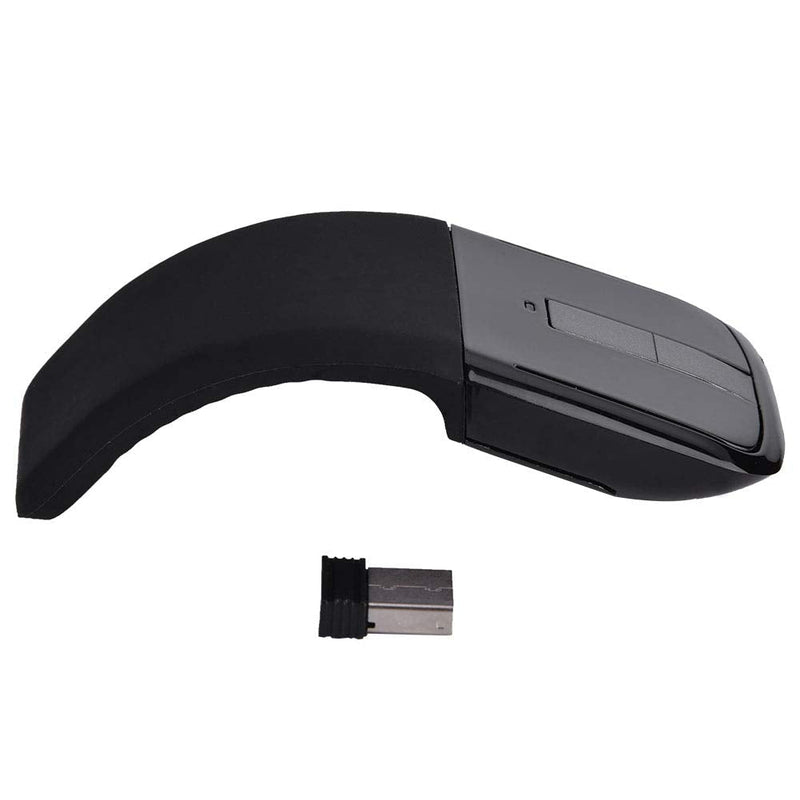 USB Foldable Wireless Touch Mouse, Arc Touch Mouse Mice with USB Receiver for PC/Laptop/Smart TV, Stylish Appearance(Black)