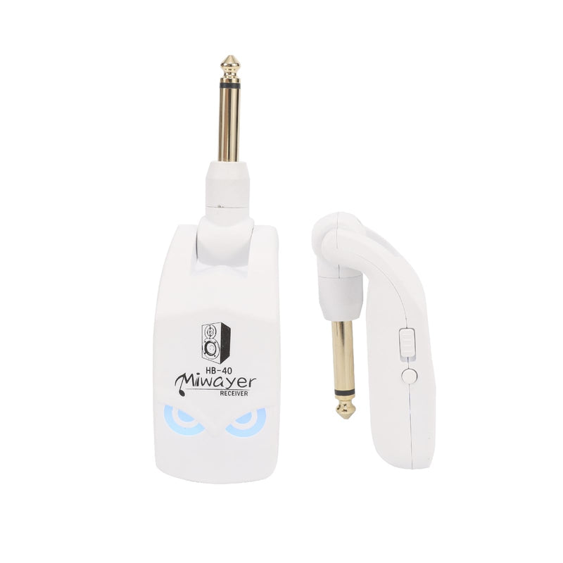 Miwayer 2.4GHz Wireless Guitar System Rechargeable Lithium Battery Audio Wireless Guitar Transmitter Receiver For Electric Guitar Bass Violin Keyboard Instruments (HB-40 White) HB-40 White