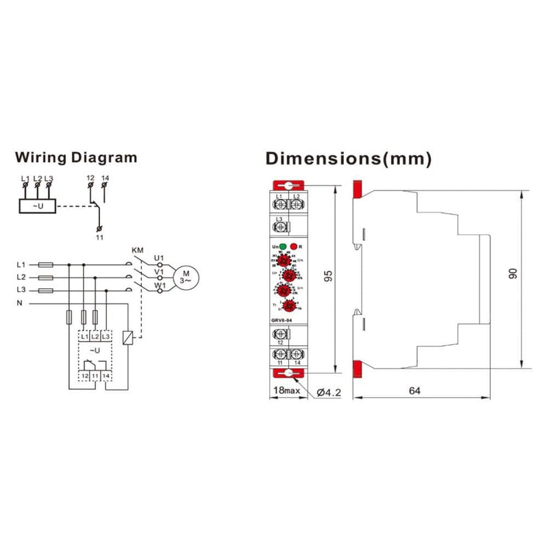 GRV8-04 M265 Voltage Relay 3-Phase Voltage Monitoring Relay Phase Sequence Phase Failure Protection
