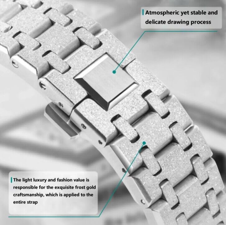 BMT GA2100 Watch Band Case Mod Kit, Stainless Steel Strap Bezel Replacement Accessories Frosted Surface Compatible with Men's Watches G-Shock GA-2100/GA-2110/GA-B2100 Frost Silver